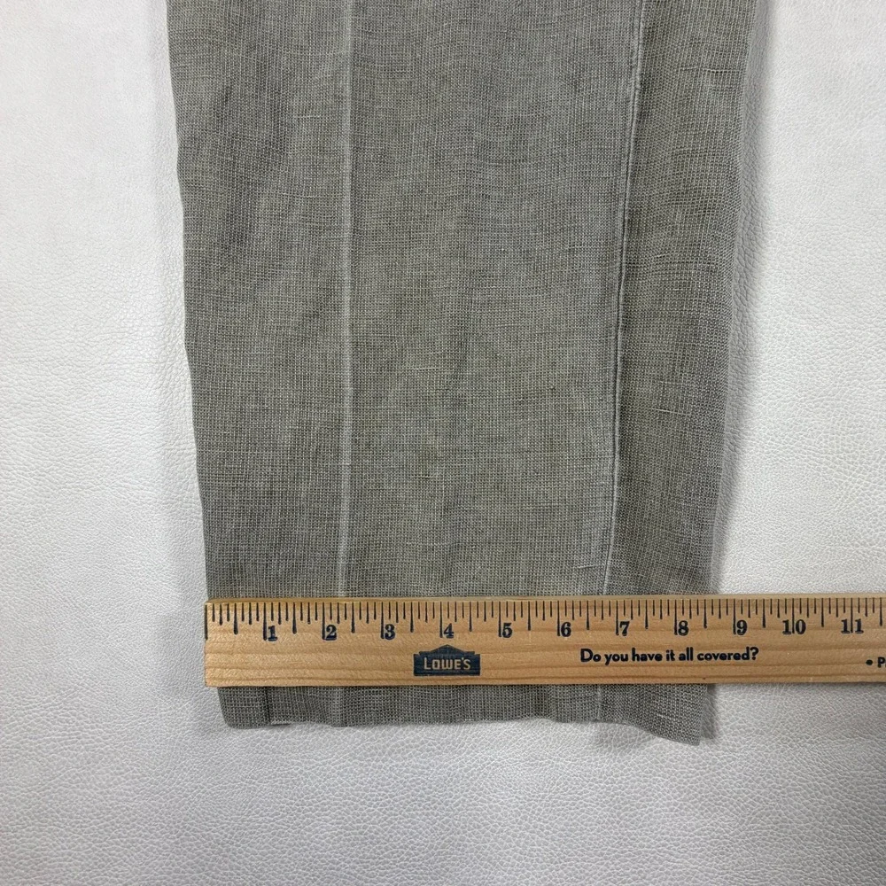 The Territory Ahead Mens 38x28 Linen Silk Blend Pants Khaki Flat Front Vintage